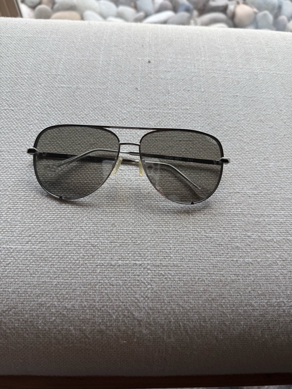 Quay x Desi silver mirrored aviators